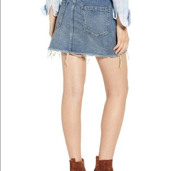 Free People mini skirt denim jean zipper size 2 or 26 - Picture 2 of 11
